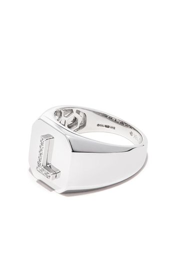 SHAY 18kt white gold Champion initial ring - Argento