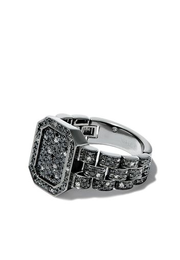 SHAY 18kt white gold diamond signet ring - Argento