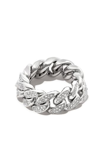 SHAY 18kt white gold diamond flat-link ring - Argento