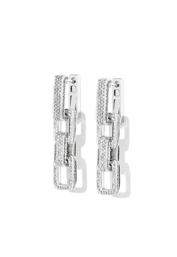 SHAY 18kt white gold Triple Deco Link diamond earrings - Argento