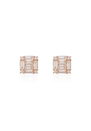 18kt rose gold mini square stacked diamond earrings