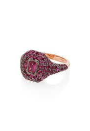 18K rose gold pavé ruby pinky ring