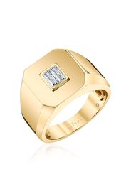 SHAY 18K Yellow Gold Baguette Diamond Signet Ring - Oro