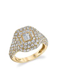 SHAY 18kt yellow gold diamond baguette pavé ring - Oro