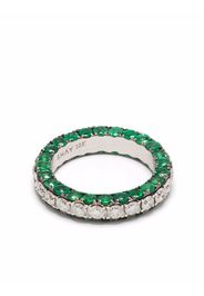 SHAY Anello in oro bianco 18kt con diamanti e smeraldi - Verde