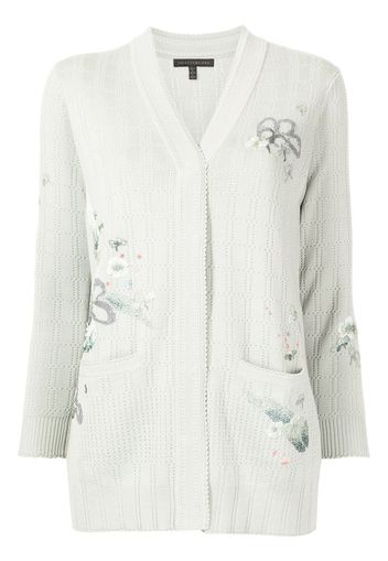 SHIATZY CHEN Cardigan lungo con ricamo a fiori - Verde