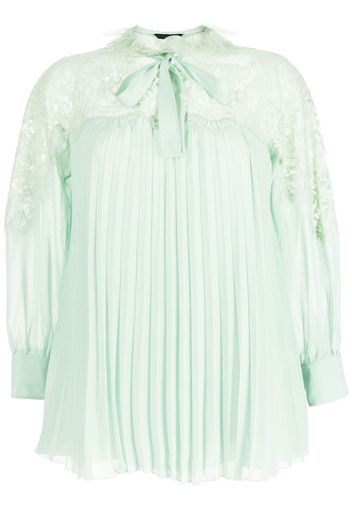 SHIATZY CHEN Blusa plissettata con inserto in pizzo - Verde