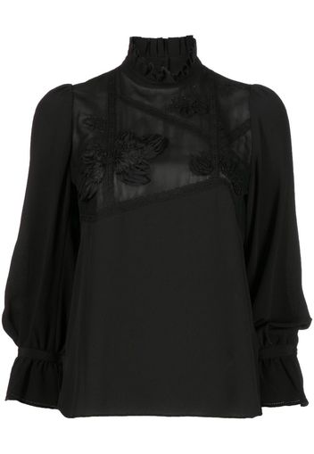 SHIATZY CHEN Blusa con applicazione a fiori - Nero