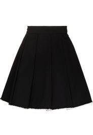 SHUSHU/TONG pleated raw-hem skirt - Nero