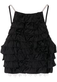 SHUSHU/TONG ruffled crystal-embellished crop top - Nero