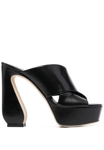 Si Rossi leather platform mules - Nero