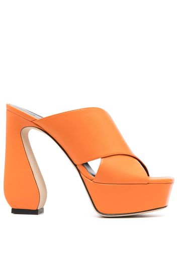 Si Rossi 135mm platform leather mules - Arancione