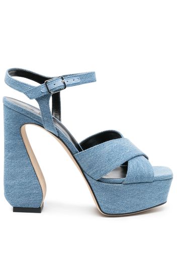 Si Rossi 47mm sculpted-heel denim sandals - Blu