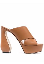 Si Rossi 90mm platform leather mules - Marrone