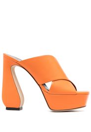 Si Rossi 135mm platform leather mules - Arancione