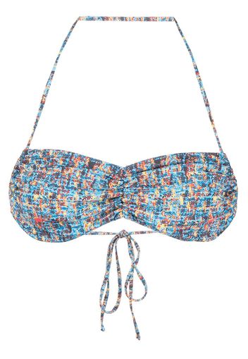 Sian Swimwear Halle tweed-print bikini top - Blu