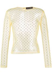 SIEDRES Desta crystal-embellished sheer top - Giallo