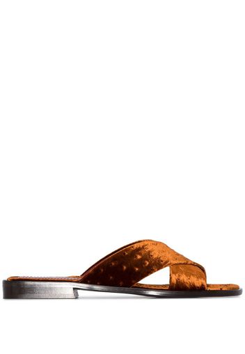 brown cassie ostrich velvet sandals