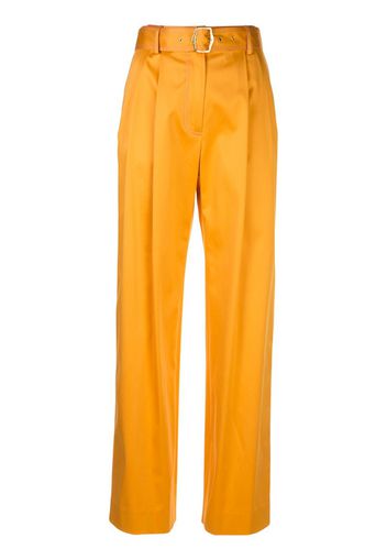 belted high-waisted trousers