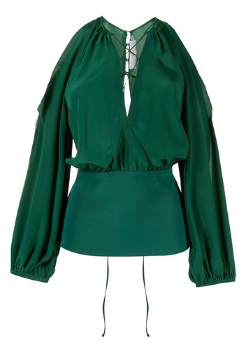 Silvia Tcherassi cold-shoulder silk blouse - Verde