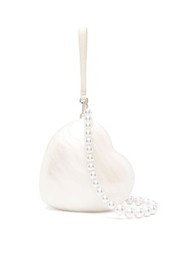 Simone Rocha Clutch Pearl Heart media - Bianco