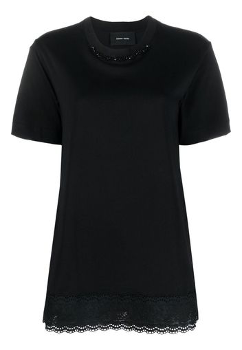 Simone Rocha T-shirt con bordo di pizzo - Nero