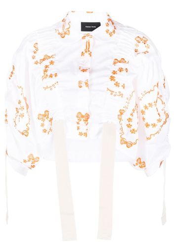 Simone Rocha Bow Wreath adjustable cropped shirt - Bianco