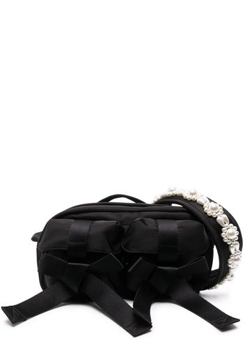 Simone Rocha bow-detail faux pearl-embellished tote bag - Nero