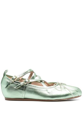 Simone Rocha Criss-Cross ballerina shoes - Verde