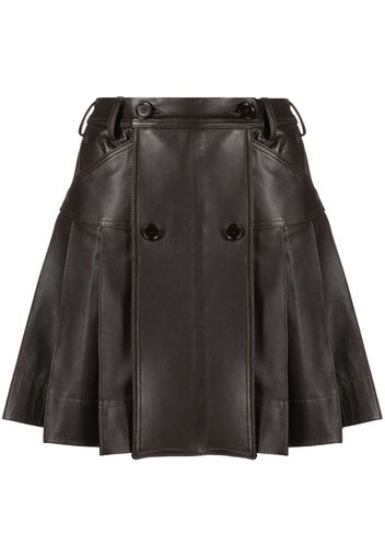 Simone Rocha pleated leather miniskirt - Marrone