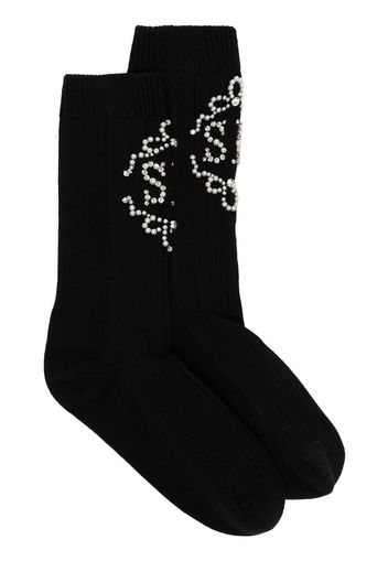Simone Rocha monogram-embellished cotton socks - Nero