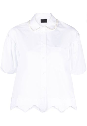 Simone Rocha pearl-trim cotton shirt - Bianco