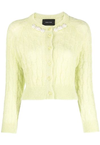 Simone Rocha faux pearl-detail knitted cardigan - Verde