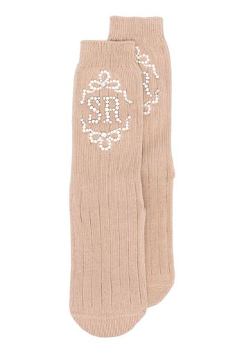 Simone Rocha monogram-crystal knitted socks - Toni neutri