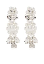 Simone Rocha Daisy Leaf Cluster crystal drop earrings - Argento