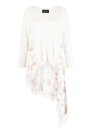 Simone Rocha floral-panel asymmetric jumper - Bianco