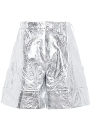 Simone Rocha crinkled A-line leather shorts - Argento