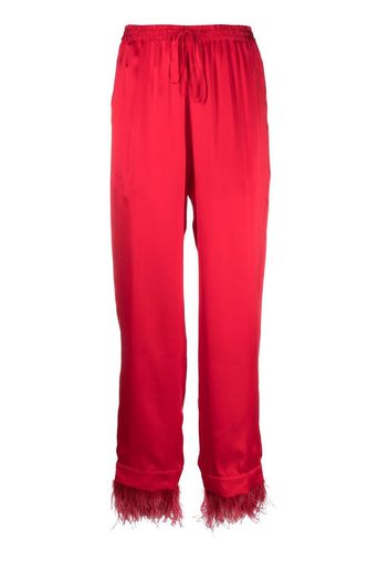 Simonetta Ravizza Pantaloni con bordo di piume - Rosso