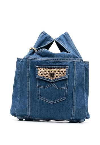 Simonetta Ravizza raffia accent denim tote bag - Blu