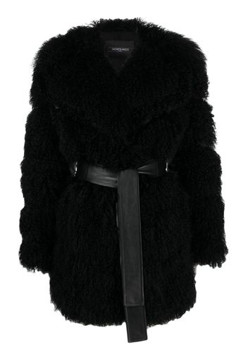 Simonetta Ravizza Cappotto Praga in shearling con cintura - Nero