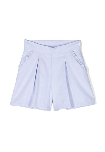 Simonetta ruffle-trim pleated shorts - Blu