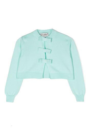 Simonetta bow-detail cropped cardigan - Verde