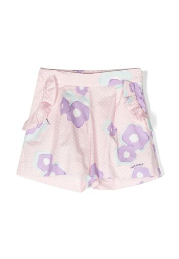 Simonetta ruffle-detail floral-print shorts - Rosa