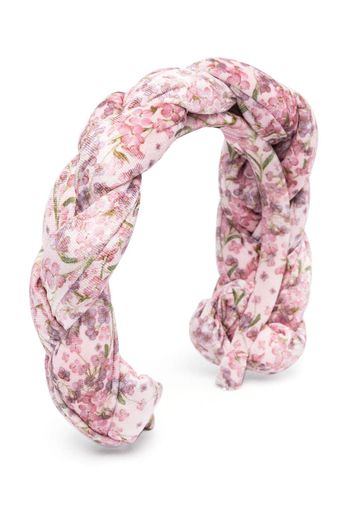 Simonetta floral-print braided headband - Rosa