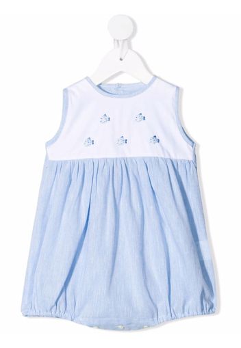 Siola fish embroidery colour-block shorties - Blu