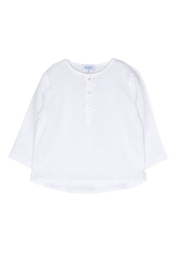 Siola long-sleeved linen top - Bianco