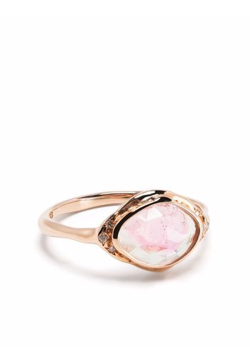 Sirciam Anello Seeing Eye in oro rosa 14kt con tormalina e diamanti