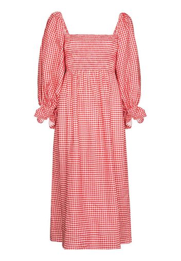 gingham check print midi dress