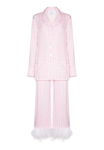 Party gingham feather trim pyjamas