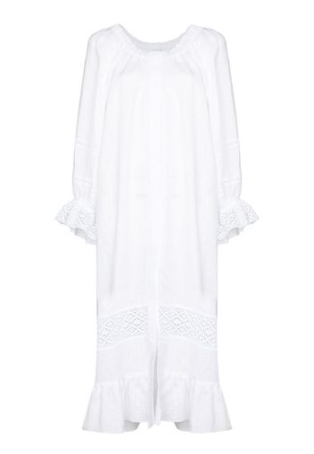 Sleeper Paloma ruffle trim midi dress - Bianco